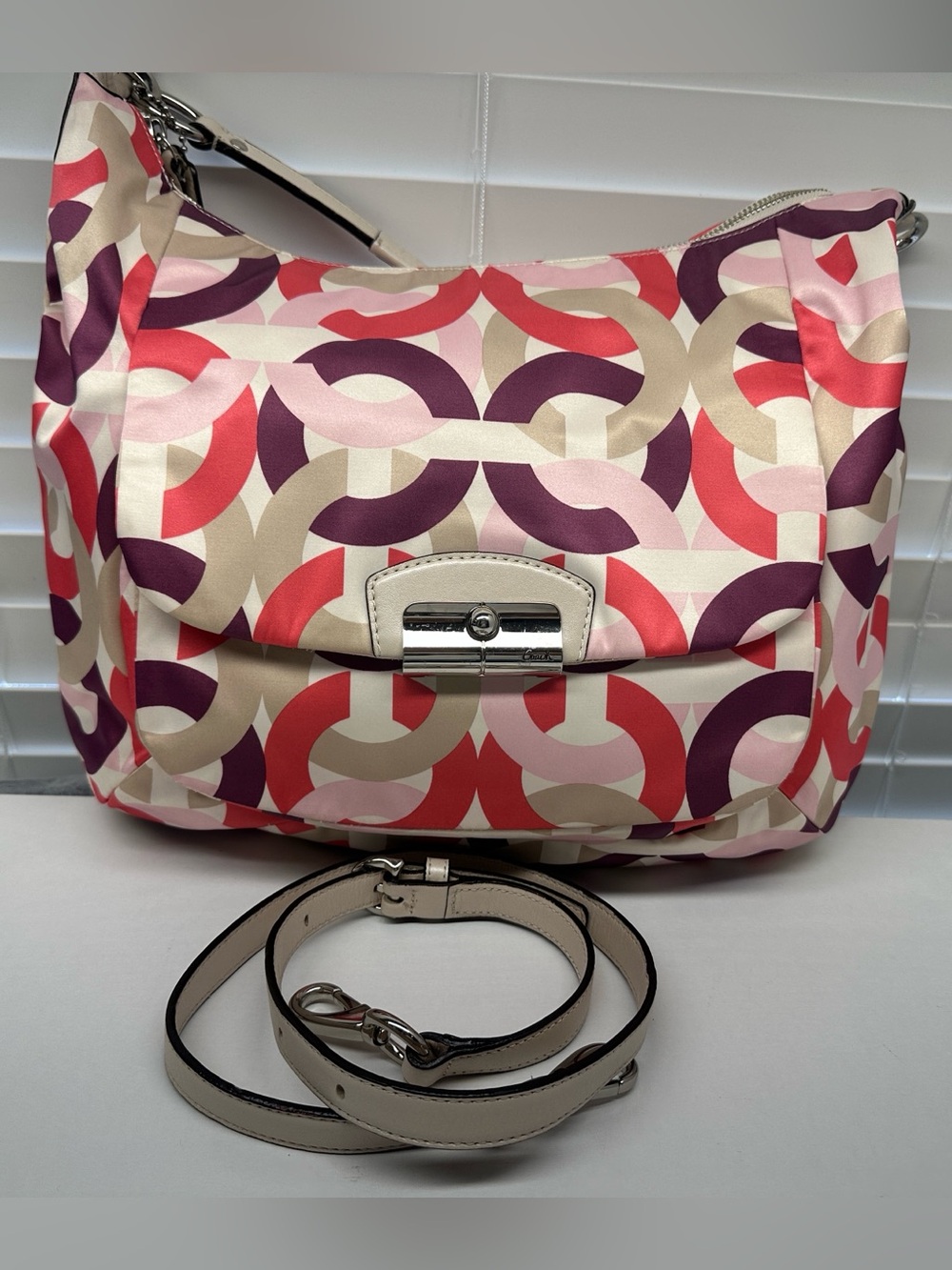 Coach Kirstin Chain Link Nylon Hobo Bag